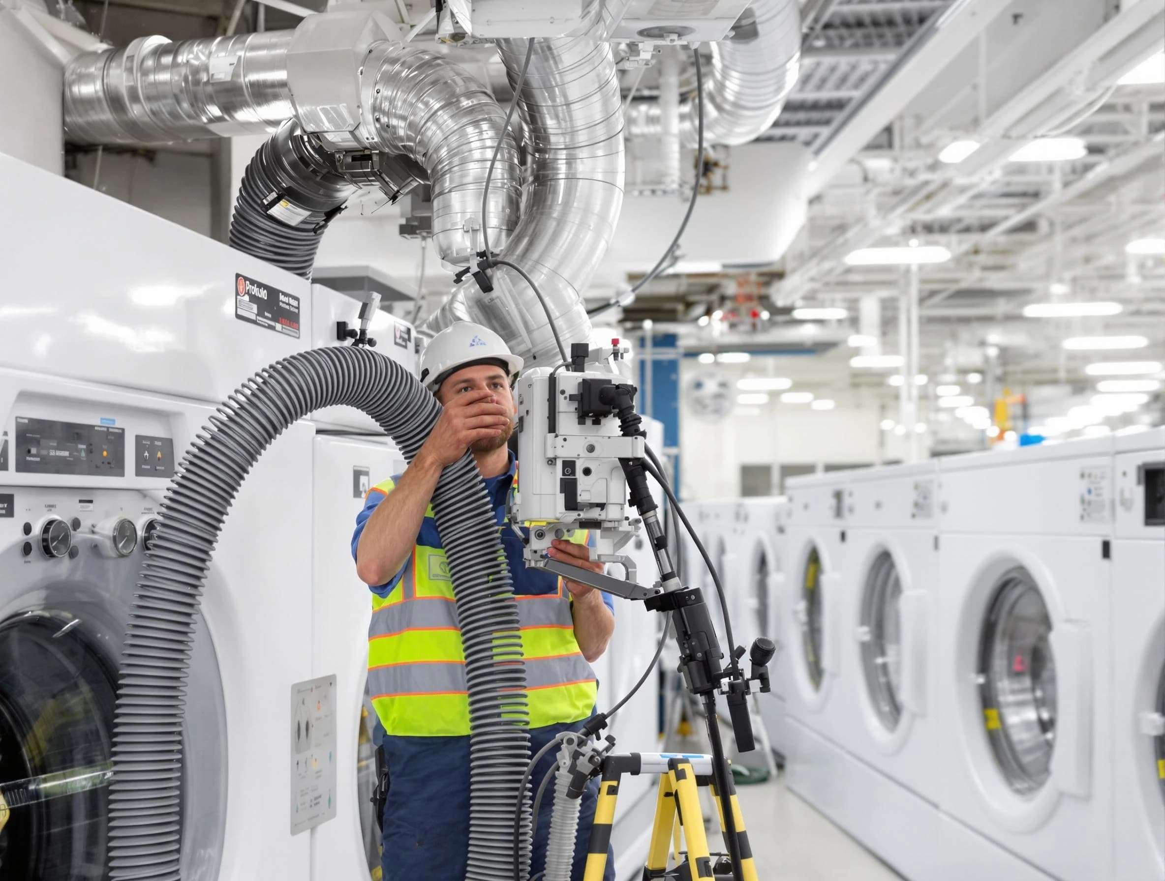 Payson Dryer Vent Cleaning team performing commercial-grade dryer vent cleaning at a business facility in Payson