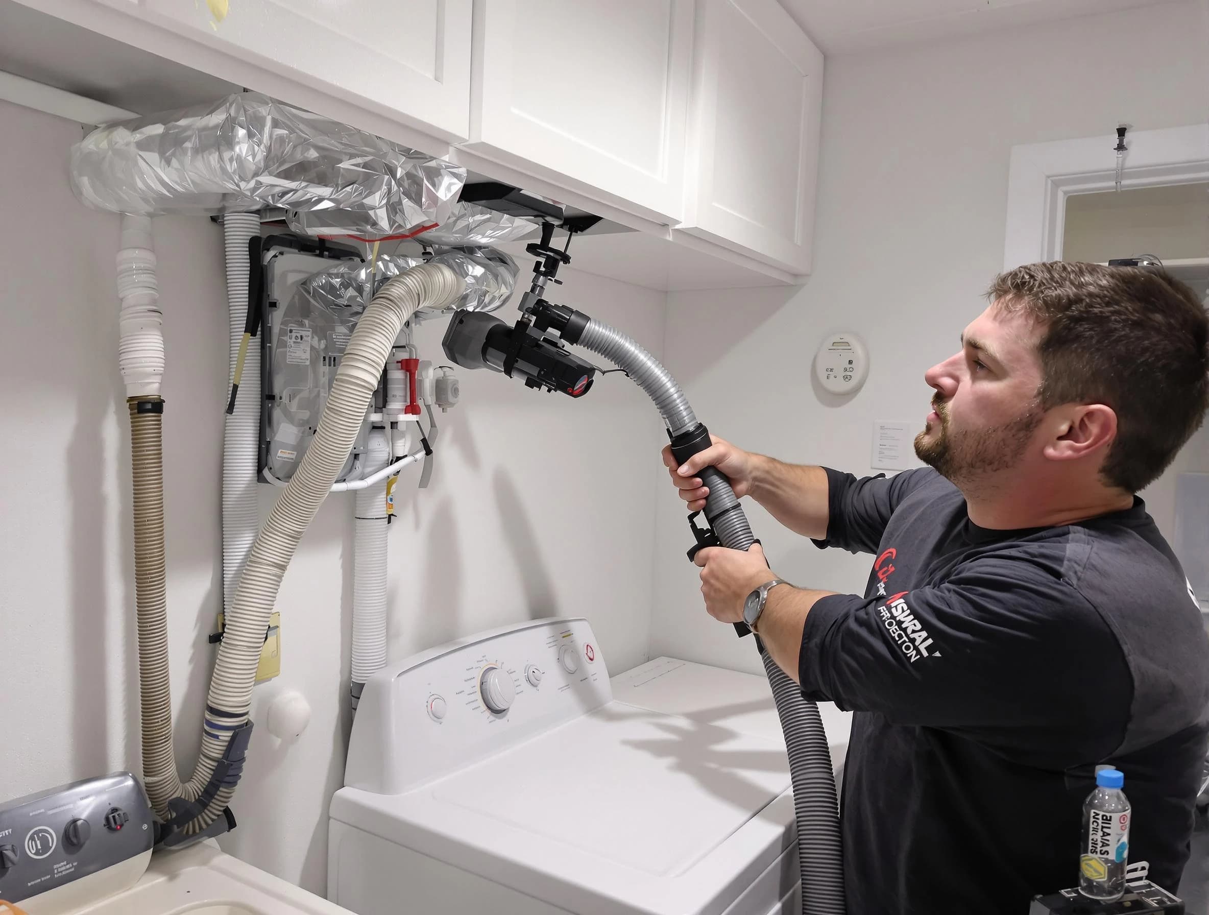 Payson Dryer Vent Cleaning certified technician performing safety-focused gas dryer vent cleaning in Payson